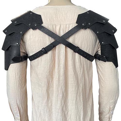 hiifeuer medieval faux leather double pauldron vintage mercenary knight shoulder armor for larpcosplay ren faire