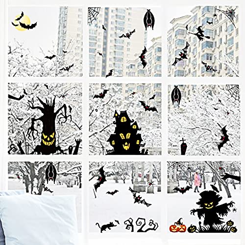 Scoteep Halloween Decorations Halloween Window Clings, 13 Sheet 165 Pcs Halloween Window Posters Double-Sided Window Decals Halloween Party Decorations #TOP4