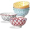 ONEMORE 10 oz Porcelain Cereal Bowls Set of 6 Ceramic Bowls for Soup Ice Cream Breakfast Microwavable Dishwasher Oven Safe Small Dinner Bowls Stackable Artistic Bowls Assorted Colors