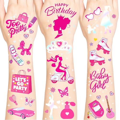 Pink Temporary Tattoos for Teen Girls, Girls Temporary Tattoos, I...