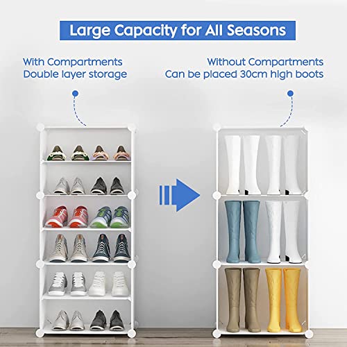 Image of Plastic Shoe Rack for Home | ๐๐ ๐๐ข๐๐ซ Foldable Dustproof Shoe Storage Cabinet & ๐ ๐
๐ซ๐จ๐ง๐ญ ๐๐จ๐จ๐ซ | Space Saving Multipurpose Organizer for Entryway, Bedroom, Living & Office| White