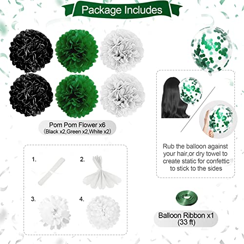 Birthday Decorations for Men Green and Black Party Decorations for Boy Happy Birthday Banner Fringe Curtains Confetti Latex Balloon Foil Balloon Party Supplies by Iysoll - Image 3