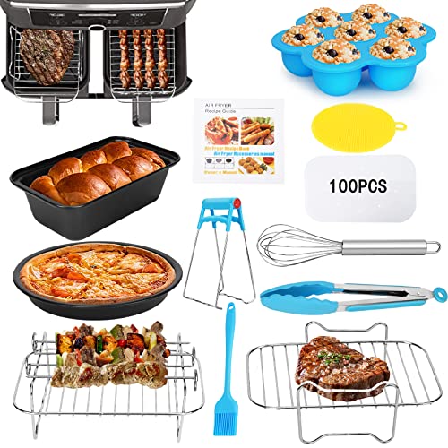 Ranchitel Air Fryer Accessories 12Pcs Set For Dual Basket, Nonstick Accessory With Cake Pan, Pizza Multi-Layer Rack, Skewer Liner, Egg Bite Mold, Beater Whisk And Other Kitchen Gadgets, Black (Zg-02) #TOP16