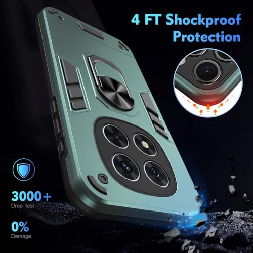 Image of ShieldTech PC Back Cover Case for Poco X7 5G | Ring Stand | Camera Protection | Green Mobile Phone Back Cover Case for Poco X7 5G | Green Back Cover