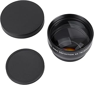 Camera Lens, 52mm 2X Magnification HD Teleconverter Telephoto Lens for 52mm Mount Camera, Aluminum Alloy Material, with Storage Bag and Cleaning Cloth
