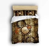 Meet 1998 Luxury 4-Piece Bedding Set Retro Steampunk Clocks and Gears Duvet Covers Set Duvet Cover B