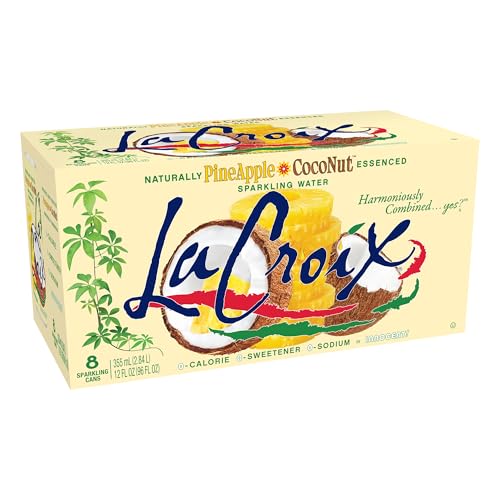 LaCroix Sparkling Water | Pineapple Coconut Flavor | 8-Pack | Naturally Essenced, Zero Calorie,...