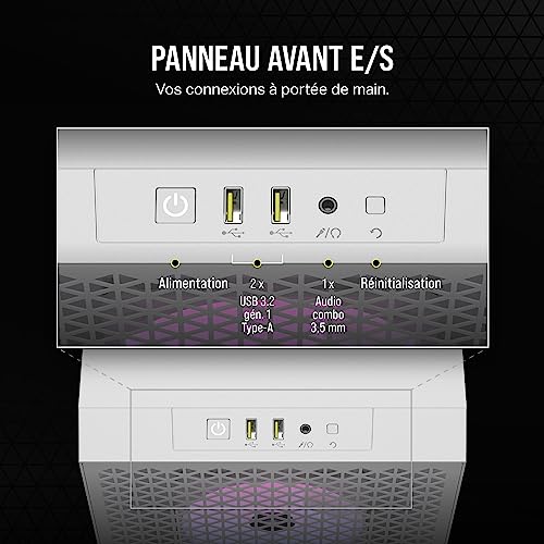 Corsair 3000D RGB Airflow Boîtier PC Mid-Tower - 3X AR120 RGB Fans - Support GPU Trois Emplacements - Convient à 8X Ventilateurs 120mm - Design High-Airflow - Blanc