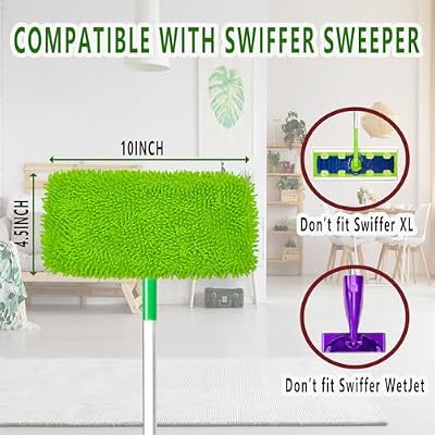 Reusable Microfiber Mop Pads for Swiffer Sweeper - Wet & Dry Cleaning Cloths - Mop Head Replacement Washable Refills for Household Floors