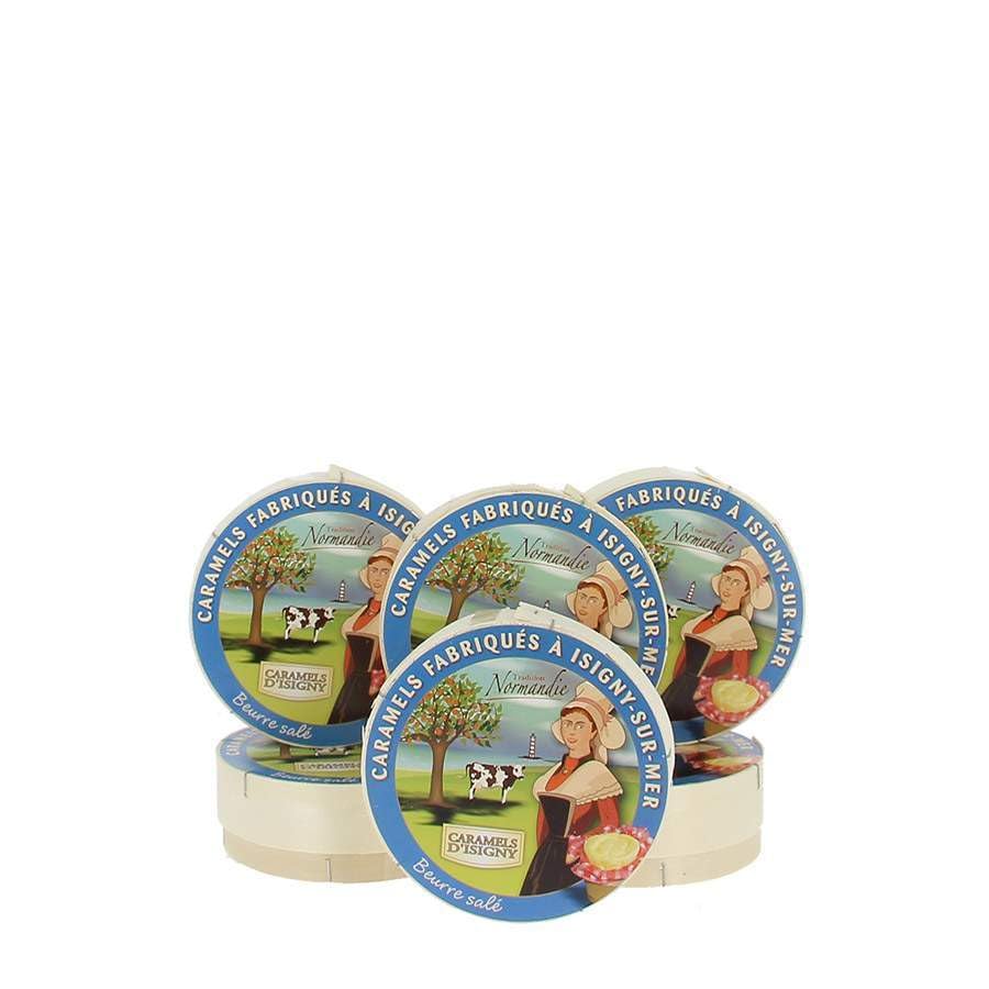 Caramels d'Isigny au beurre salé - 6 boites à Camembert de 75g - Produits-Normandie