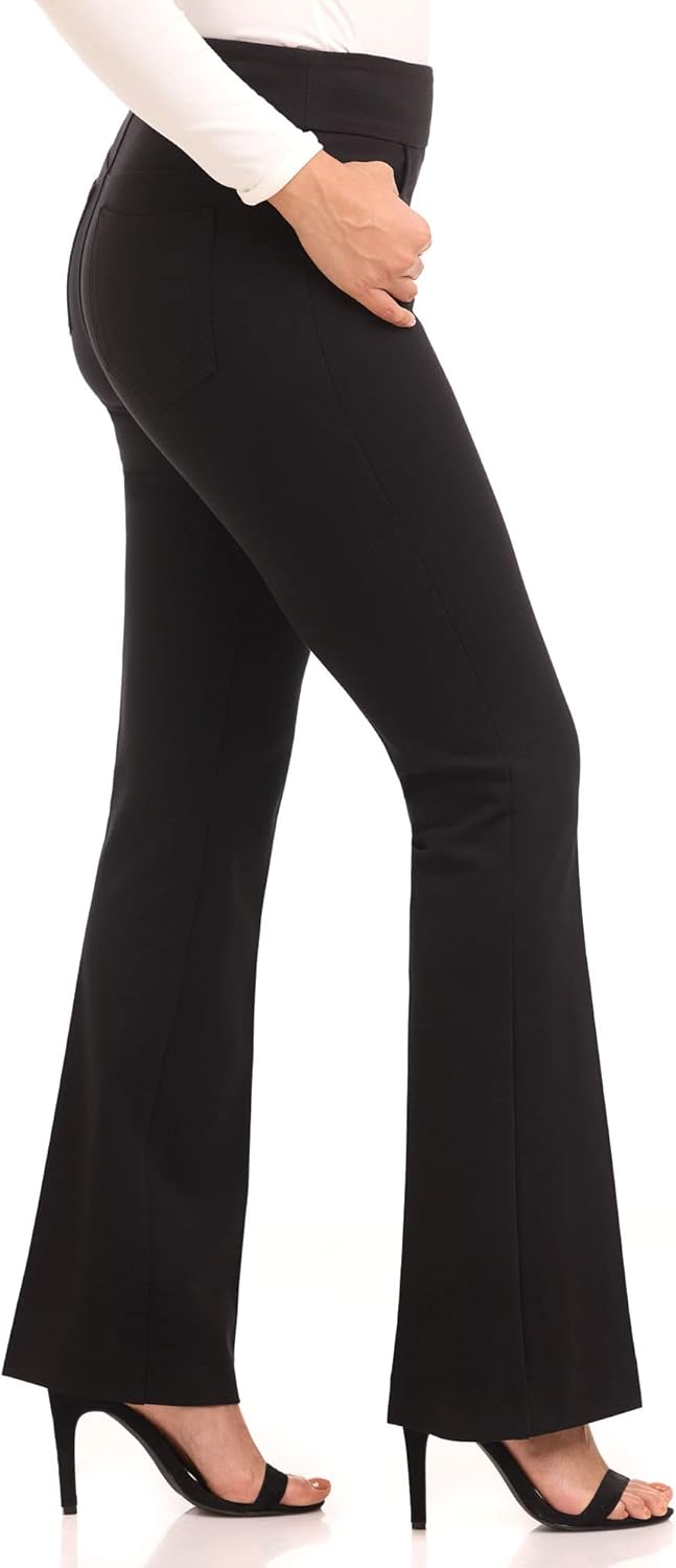REKUCCI Women's Secret Figure Pull On Knit Flared Bootcut 5 Pocket Pant - Image 3