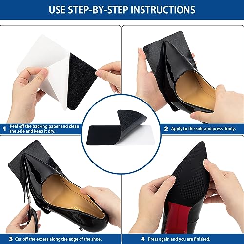 Image of GADEBAO Shoe Sole Protector, 4 Pcs Self Adhesive Shoe Bottom Protector for High Heels, Silicone Anti Slip Shoe Grips on Bottom of Shoes, Non Slip Pads for Shoes (Medium, 6 inch by 4 inch, Black)