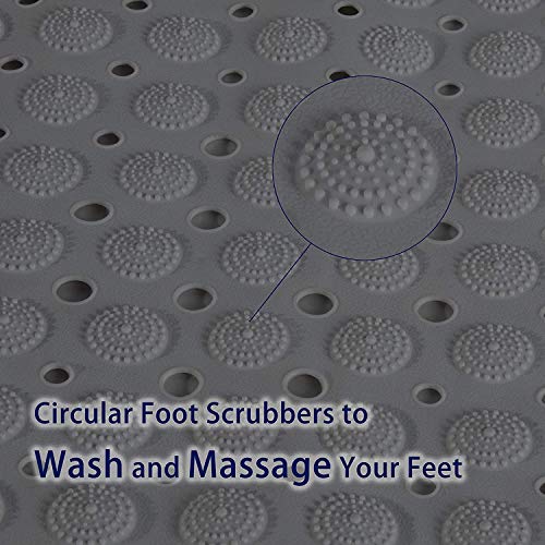 Image of pepplo Bath Tub Mat, 40 x 16 Inches Non-Slip Shower Mats with Suction Cups and Drain Holes, Bathtub Mats Bathroom Mats Machine Washable (Grey)