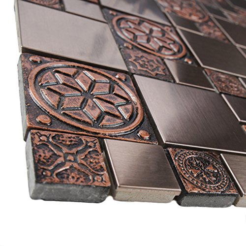 Somertile Mdxmvcst Metallic Versailles Stainless Steel Over Porcelain Wall Tile, 11.75" X 11.75", Copper #TOP3