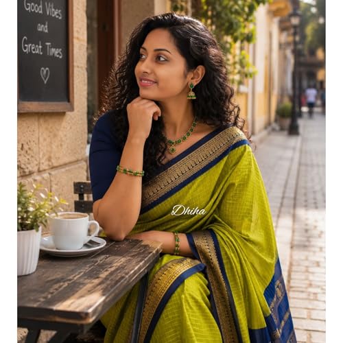 Image of Gadwal Cotton Silk Checked Saree for Women | Pure Kalyani Cotton Checked Saree with Zari Border Tassels & Blouse | Kanjivaram Linen Silk | Handloom Weave