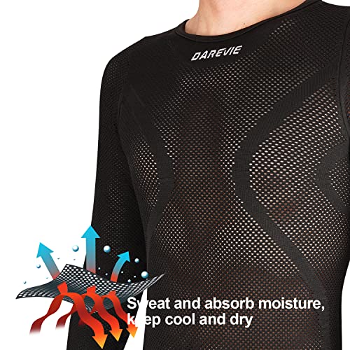 Darevie Men's Cycling Undershirt Long Sleeves,Biking Athletic Compression Base Layer Vests,Mesh Cool Dry Sport Tank Top (White+Black, L-Xl) #TOP2