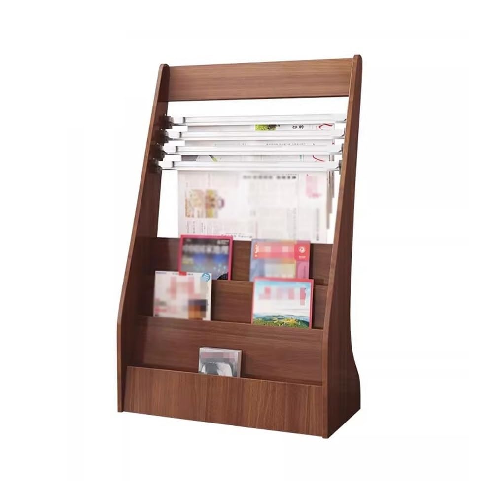Jianjunchaling Brown Bookshelf Promotional Materials Display Racks Wooden Floor Standing Office Newspaper Rack For Office, Trade Show, Exhibitions(Brown)