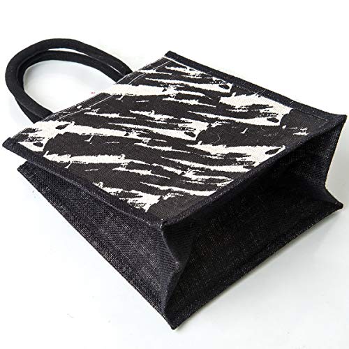 Image of H&B Jute bag for lunch - Tiffin bag for office, lunch bag, bag for men, bag for women, travel bag, tote bag, reusable shopping bag - ZIP, BOTTLE HOLDER - Brush Stroke