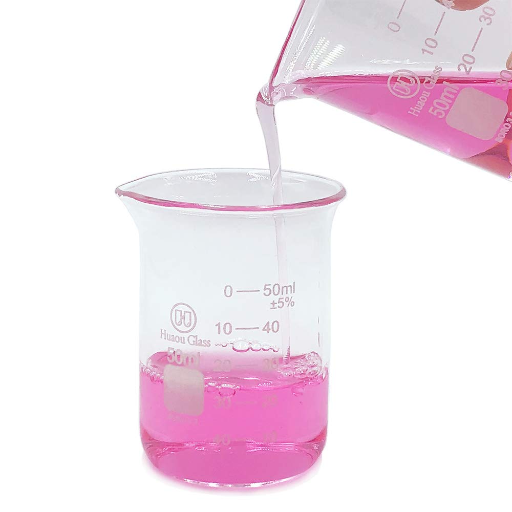 12pcs Glass Beakers Set, 50ml/1.7oz Lab Glassware Beaker Measuring Cups, Low Form 3.3 Borosilicate Glass Graduated Beaker for Science Chemistry Party Classroom Kitchen