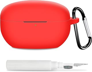 Silicone Earphone Case for Sony WF-1000XM5,Portable Soft Silicone Fall Prevention and Dust Prevention Earphone Cover with Carabiner,Include 1 Pcs Earphone Cleaning Pen (Red)