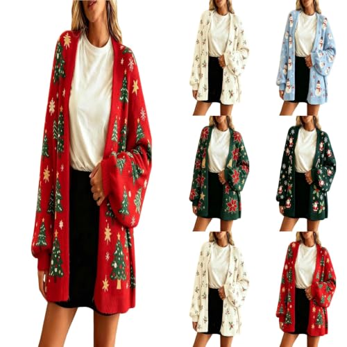 Christmas Cardigan Sweaters For Women Plus Size Fall Sweater With Pockets | Ugly Christmas Cardigan Sweaters Women Plus Size Button Down Holiday Sweater Knit V Neck Cute Open Front Cardigan With Pocket - image 1