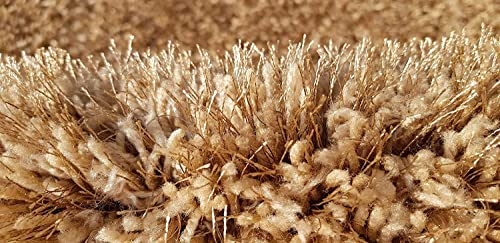 Image of Hand Woven Plain Shagg Collection with 2 Inch Pile Height Carpet for Living Room Size 2x6 Feet Coular Cream Beige