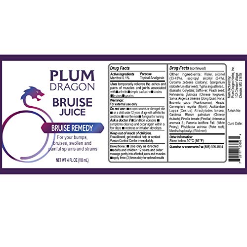 Plumdragon Bruise Juice Dit Da Jow (4 Oz.) | Better Than Bruise Cream | Best Bruise Remedy | All Natural Bruised Skin Remedy, Unmatched Bruise Healing Speed And Swelling Reduction! #TOP5