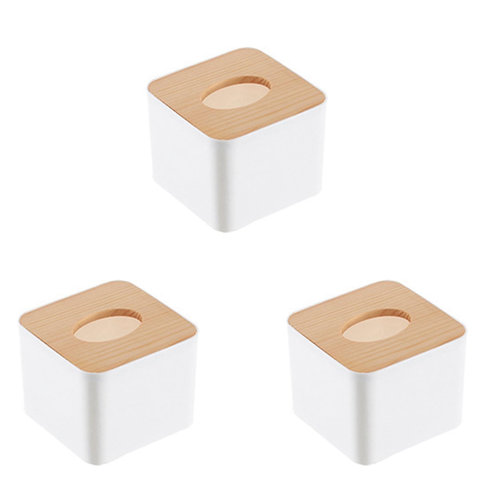 Hndhbfgrt 3X Square Tissue Box Tissue Box with Wooden Lid Household Removable Mini Wooden Tissue Box