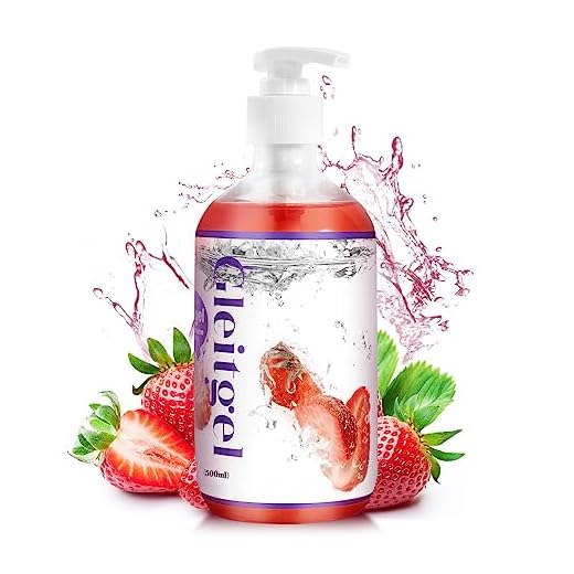 Gleitgel Wasserbasis mit Erdbeergeschmack, Essbar, Nicht klebrig, kein Zucker, für Frauen und Männer, Paare, Oralen Spaß, Sexspielzeug, Kondome, 500 ml diskrete Verpackung
