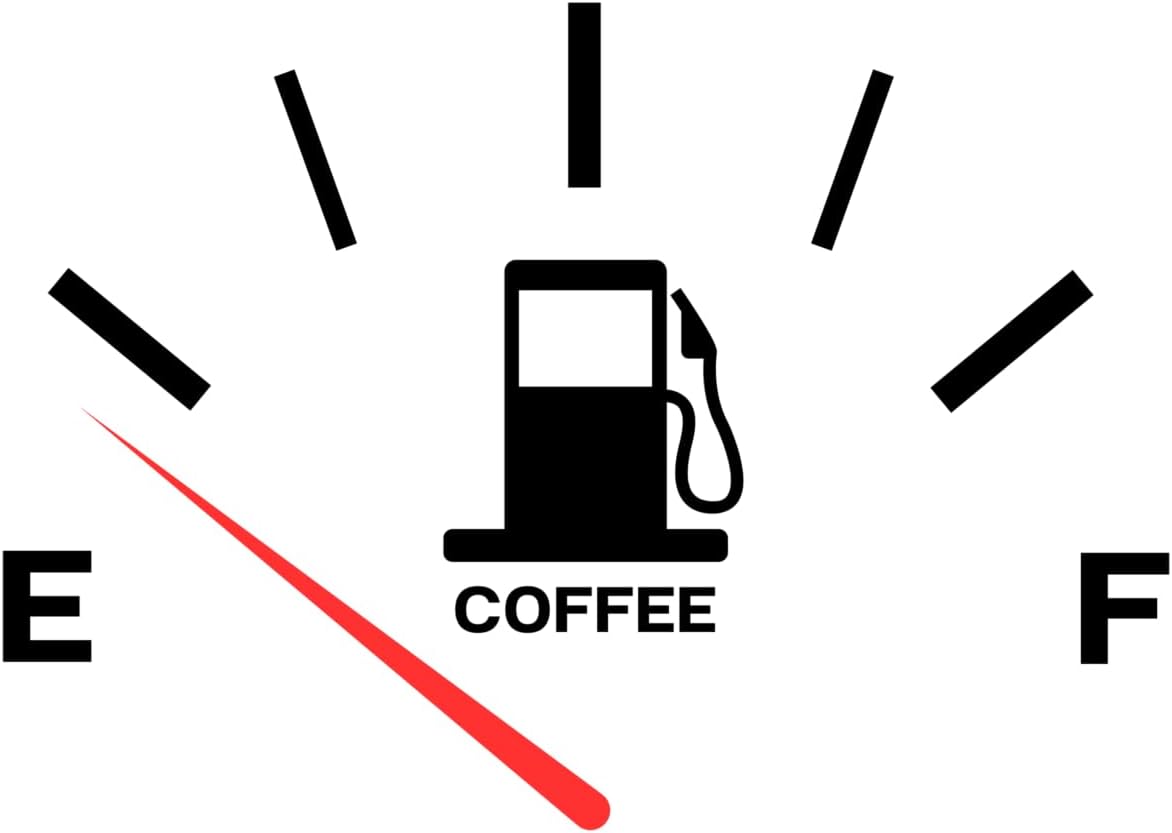 Coffee Fuel Gauge Funny T-Shirt, Black Cotton, Graphic Print, Oversized Printed t-Shirt