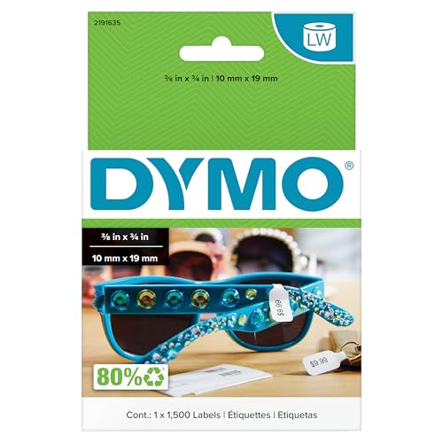 DYMO Authentic LW 2-Up Price Tag Labels | 10mm x 19mm | DYMO Labels for LabelWriter Label Printers | 1 Roll of 1500 Price Tag Stickers
