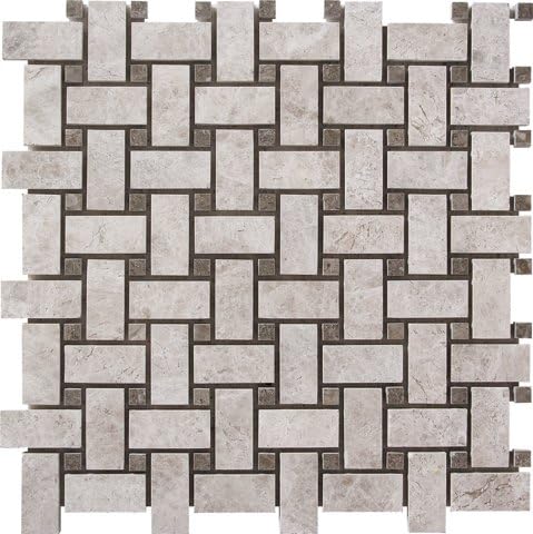 Galaxy, Nodric, Tundra Gray Turkish Polished Marble Mosaics & Tiles 1 Square Feet (Basketweave Mosaic)