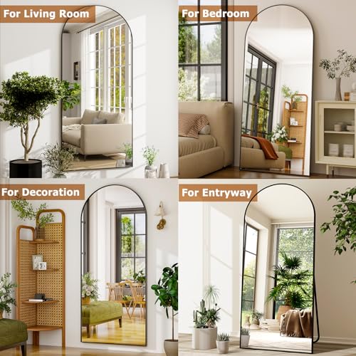 Glsland LB-GXZJ-3476-BK 34X76 Inch Wall Mount Arched Full Length Mirror-Aluminum Alloy Frame High Definition-Full Body Mirror thumb #5