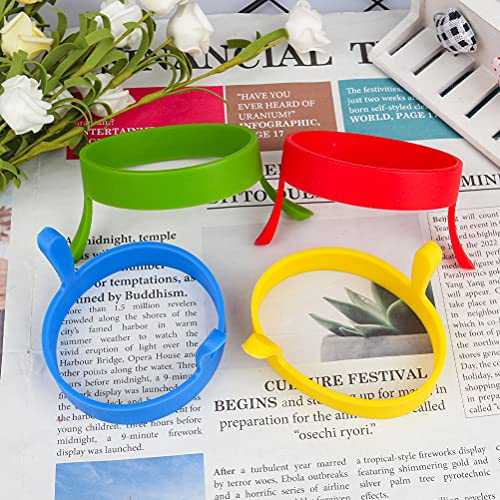 Foto von Yoosso 4 Stück Spiegeleiform, 8cm Silikon Eier Ring Antihaft Omelettform mit Griffen Hitzebeständig Egg Ring Zum Hamburgerpastetchen Desserts(Blau Gelb Grün Rot)