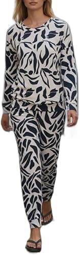 Womens Black Floral Pj Set