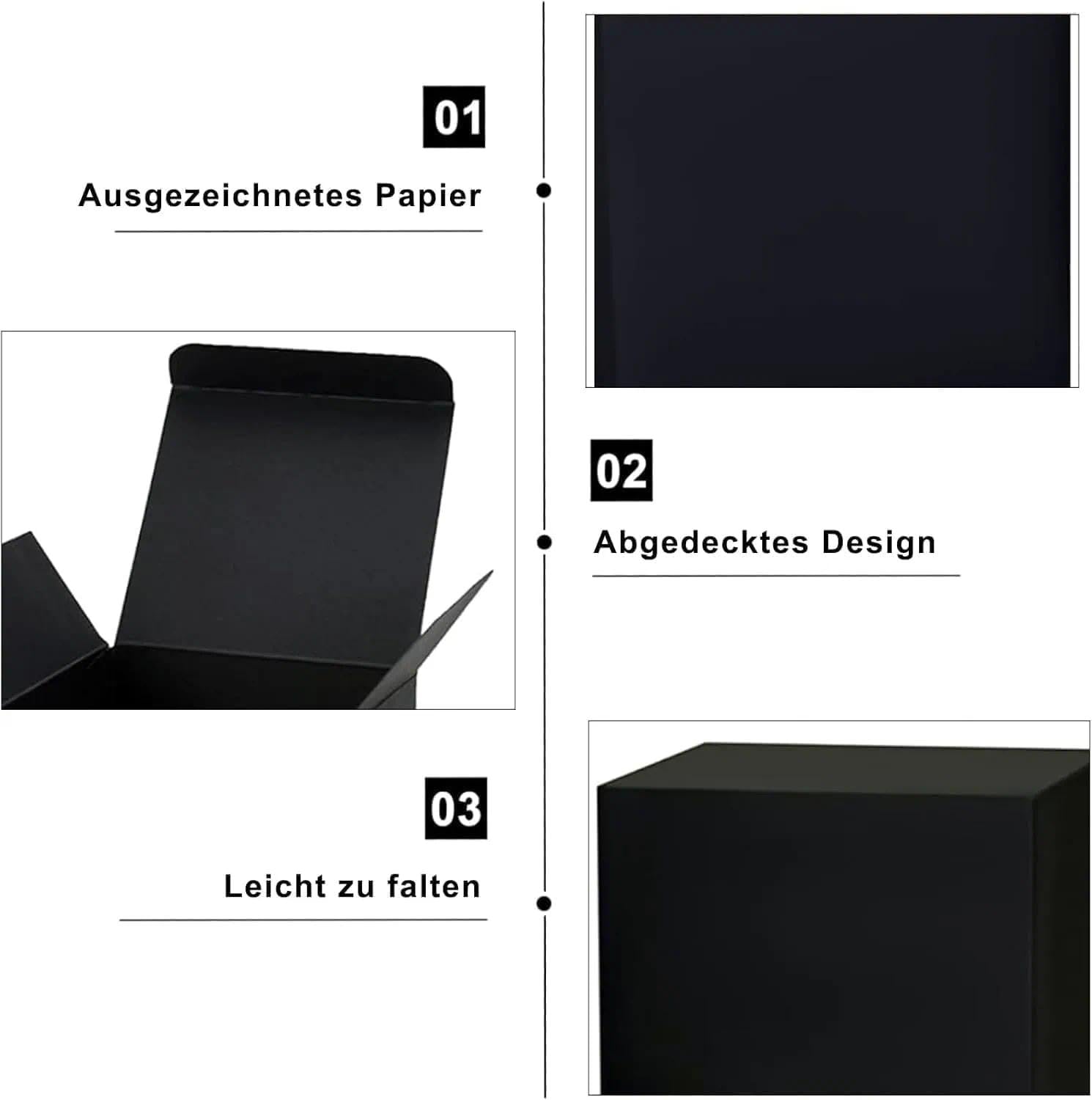 15 boîtes cadeaux en papier kraft noir avec couvercle, 15 x 15 x 15 cm, carrées, pour fêtes et mariages