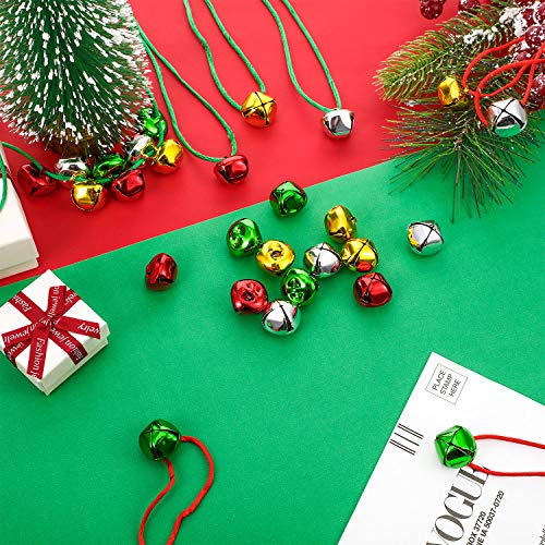 Christmas Bells, 120 Pieces Colorful Craft Bells Diy Bells For Holiday Christmas Festival Decoration Diy Charms Jewelry Making (1 Inch, Gold, Silver, Red, Green) #TOP3