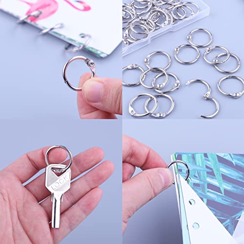 AKONEGE 0.75 Inch Loose Leaf Binder Rings, (50 Pack) Small Office Book Rings, Nickel Plated Steel Binder Rings, Keychain Key Rings, Metal Book Rings, Index Card Rings Silver, for School, Home, Office