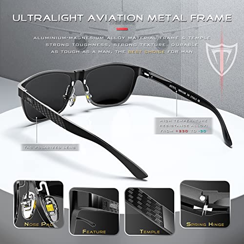 Attcl Men's Retro Metal Frame Driving Polarized Sunglasses For Men 18587Black #TOP3