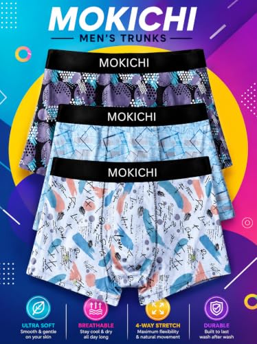 Image of Men's Printed Boxer Briefs | Comfortable Trunk-Style Innerwear with Elastic Waistband | Multicolor Pack of 3