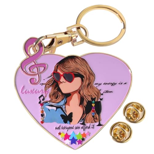 Birthday Gifts Singer Taylor-Inspired Merch 2-in-1 Keychain Brooch Pin, Music Lover Gifts Pink Musical Fan Badge with Motivational Energy, Xmas Gift for Women Girls Backpacks Bag Denim Jackets Hats Concert