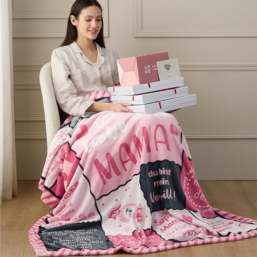 BEDSURE Kuscheldecke Geschenke Deko Decke - 130x150cm, Hellrosa Patchwork – Ansicht 2