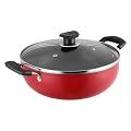 Vinod Zest Inducto Non Stick Deep Kadhai with Glass Lid - 3.1 Litre, 24cm | 3mm Thick | 3 Layer Coating | Swiss Quality