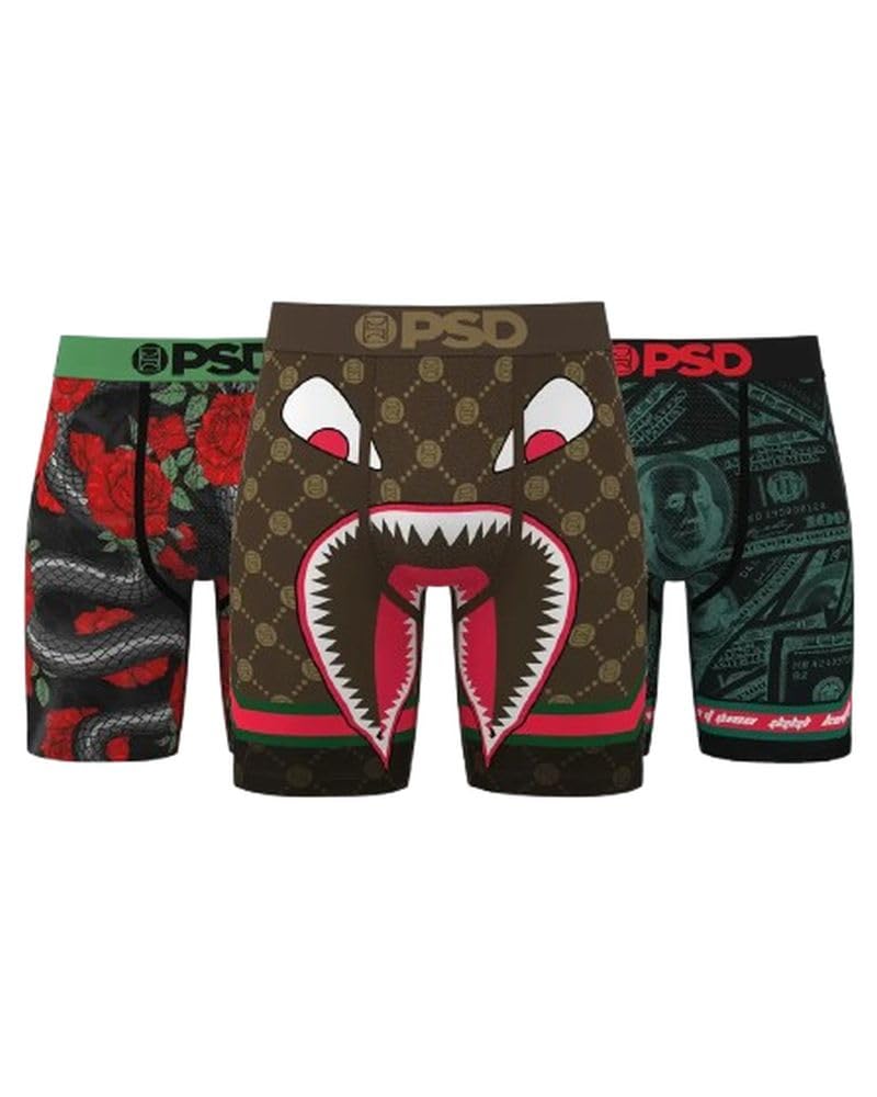 PSD | Pack 3 Lux LOOT | Ropa Interior De Hombre De Colores Marron, Verde y Negro | Calzoncillos De Hombre con Cintura Elástica 7 Pulgadas