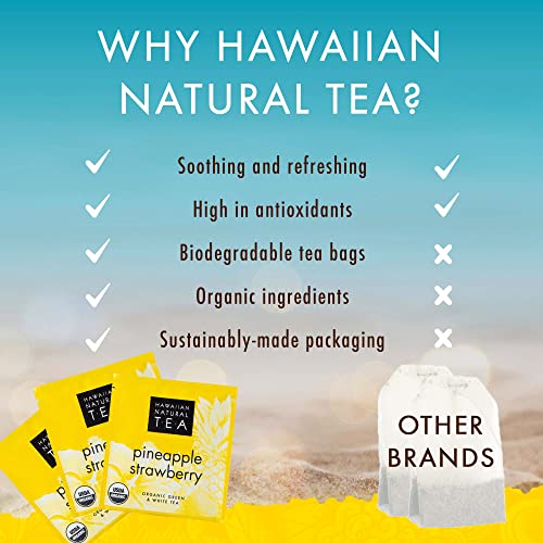 Image of Hawaiian Natural Pineapple Strawberry Organic Tea, Green & White - 20 Bags
