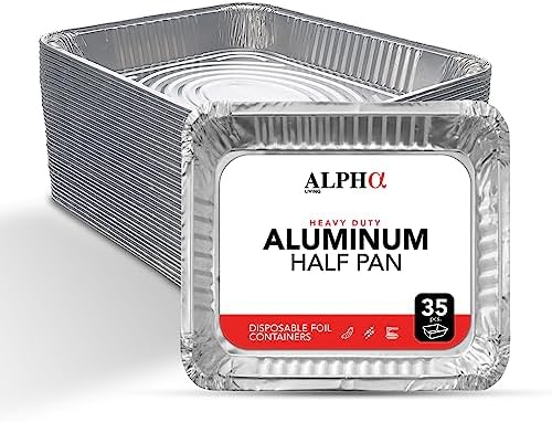 ALPHA LIVING Aluminum Foil Pans (35 Pack) 12.5 x 10.25 x