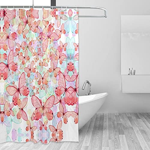 Rideau de douche papillon rose 183x183 cm imperméable pour salle de bain d'hôtel et maison
