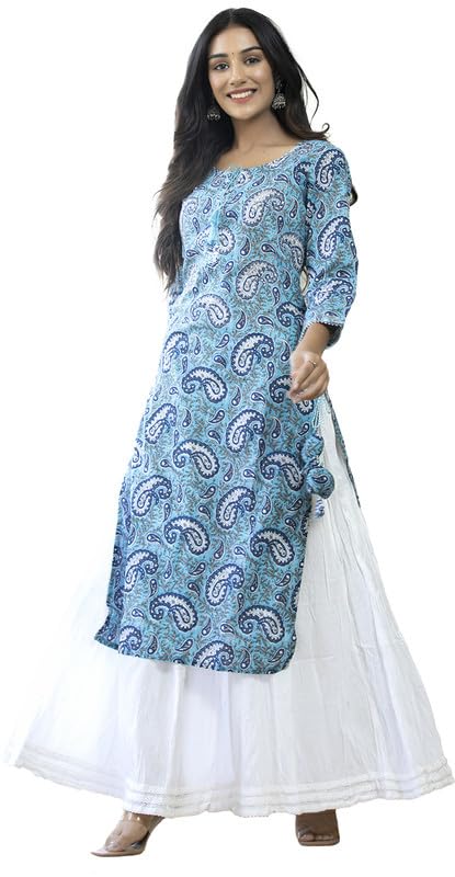 SYMPLE Women’s Pure Cotton Regular Fit Kurta | Stylish and Comfortable Calf Length Straight Kurta for Women and Girls | Floral Printed Round Neck 3/4 Sleeves Kurti for Daily and Casual Wear SYMPLE Women’s Pure Cotton Regular Fit Kurta | Stylish and Comfortable Calf Length Straight Kurta for Women and Girls | Floral Printed Round Neck 3/4 Sleeves Kurti for Daily and Casual Wear