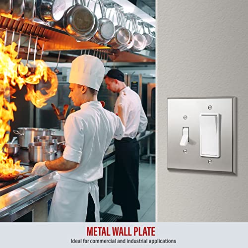 Image of ENERLITES Combination Toggle Switch and DecoratorReceptacle Metal Wall Plate, Stainless Steel 201 Outlet Cover, Corrosion-Resistant, Mid-Size 2-Gang 4.88 inch x 4.92 inch, 771131M-PC, Polished Chrome