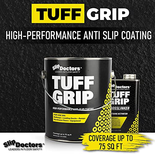Tuff Grip Non-Skid Paint For Ramps, Floors, Decks & Stairs – Textured Anti-Slip Grip Coating For Extreme Slip Resistant Traction (Gallon, Clear) #TOP2